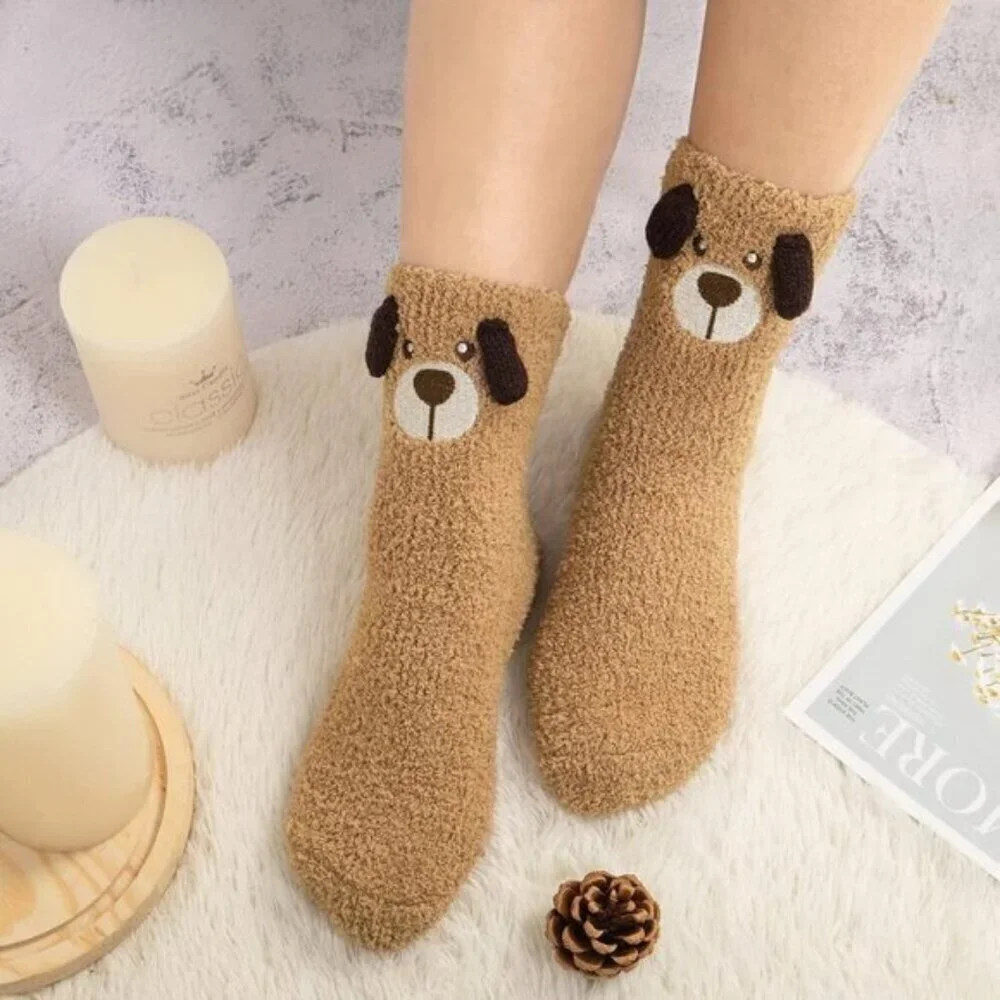 Loritta Women’s Fuzzy Socks 3-Pair Warm Cozy Fluffy Cute Animal Slipper Socks
